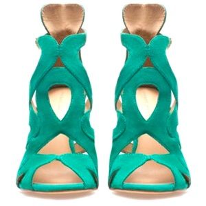 Zara Green Cutout Sandals